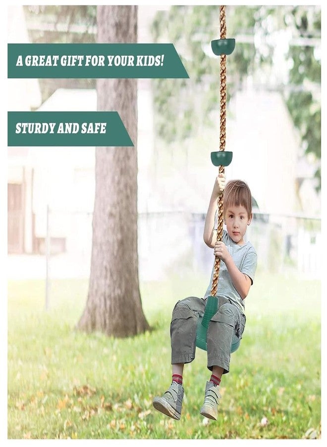 CHARMING TREASURES Metal Platforms Disc Tree Swing Seat And Climbing Knot Rope With Carabiner Hook For Kids Outdoor Playground Set (Green With Disc, 30 Cm, 200 Cm) - Image 5